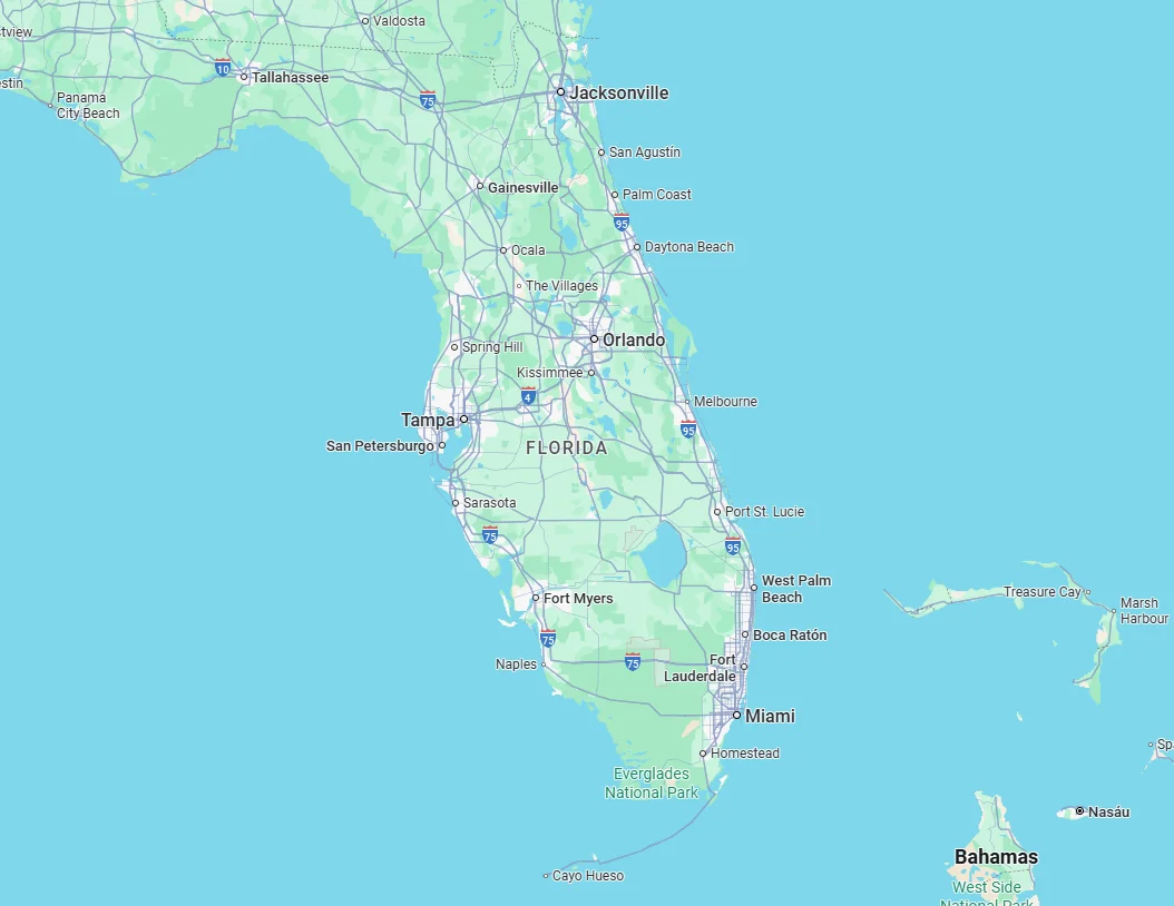 Map of Florida used to explain location and licensing eligibility